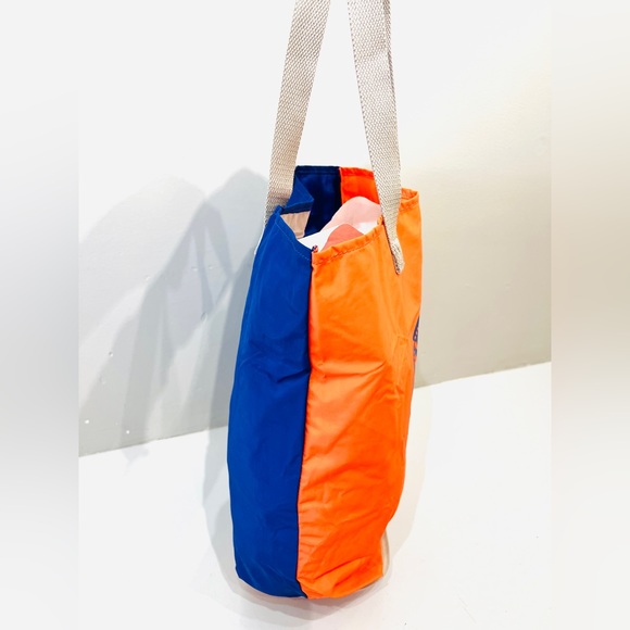Kipling HIP HURRAY Packable Tote Bag Water Resistant Orange & Blue  NWT - Picture 6 of 8